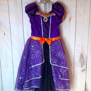 Disney Minne Mouse Princess Witch Purple Orange Sparkle Costume Girls 130 7/8
